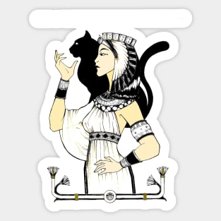 Cleopatra w black cat Sticker